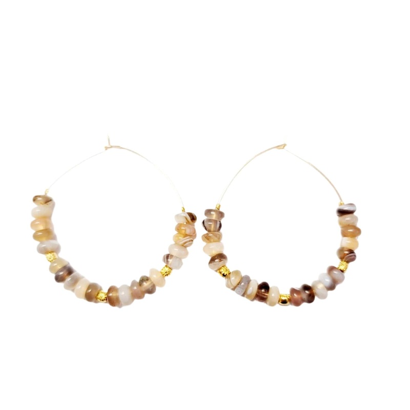 Women’s Botswana Agate Hoop Earrings | MINU