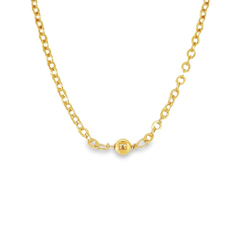 Yellow 10 Karat Ball Chain with Spring Ring Clasp Estate Jewelry with