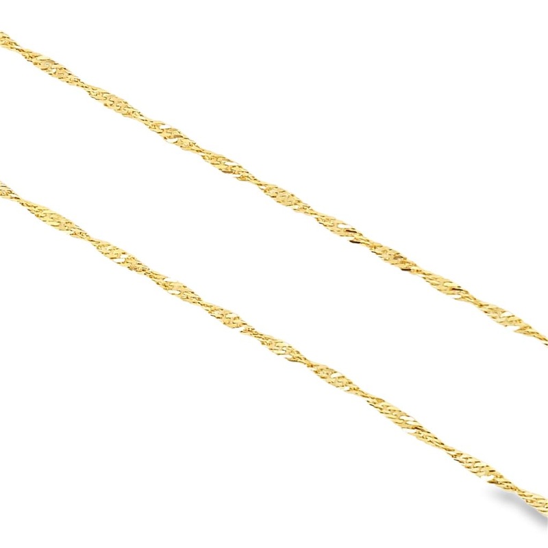 Yellow 14 Karat Diamond Cut 1.30mm Twist Chain Estate Jewelry Length 3