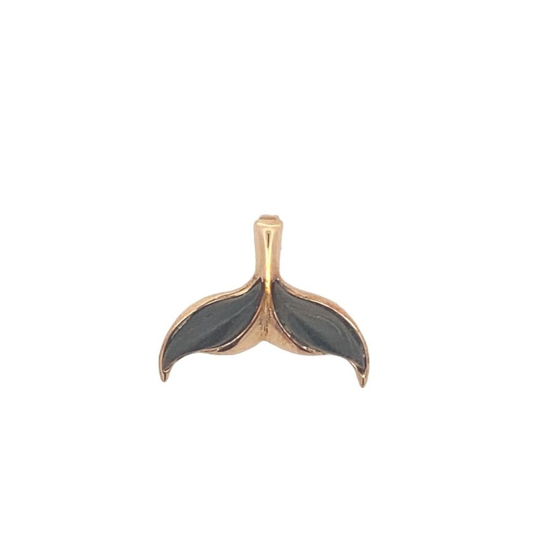 Yellow 14 Karat Dolphin Tail Pendant With Whale Bone Estate Jewelry with