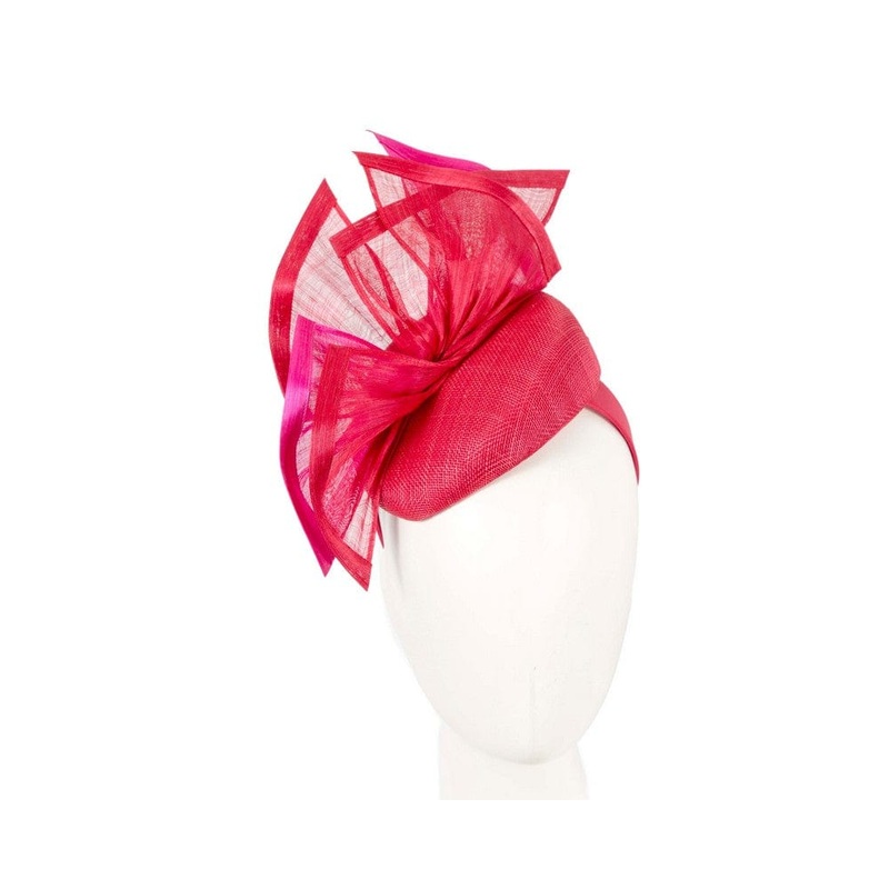 Bespoke red & fuchsia racing fascinator by Fillies Collection