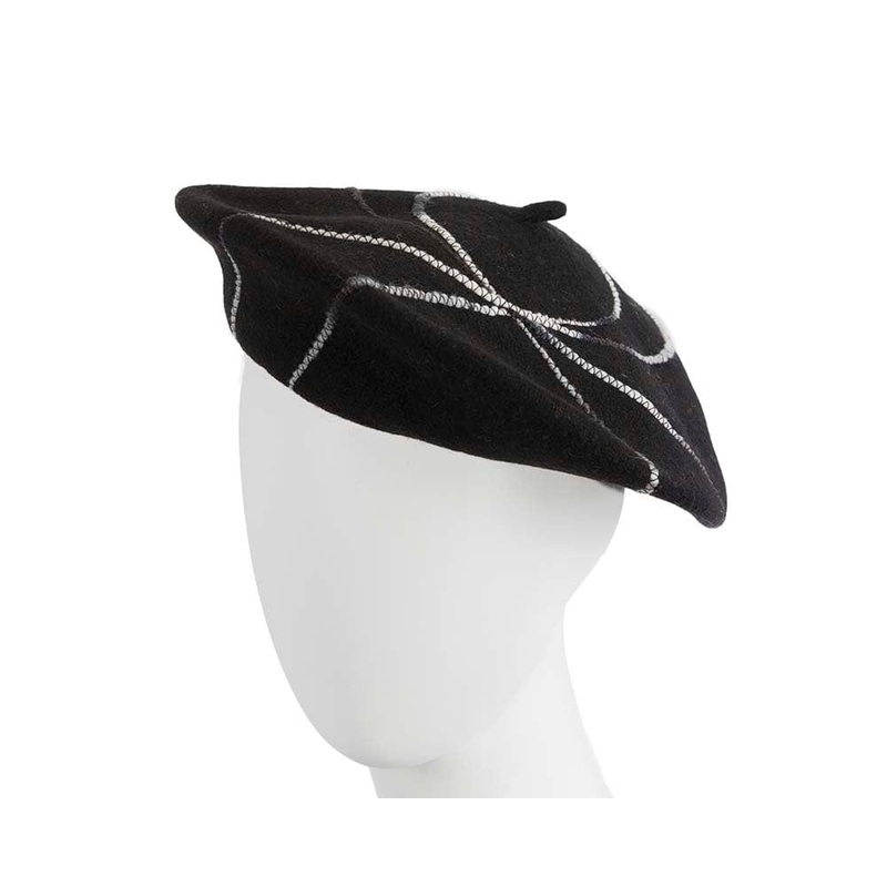 Black french beret with spirals by Max Alexander