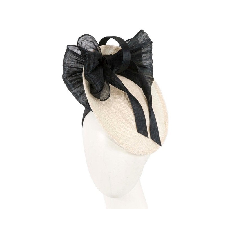 Cream & black fascinator with bow by Fillies Collection
