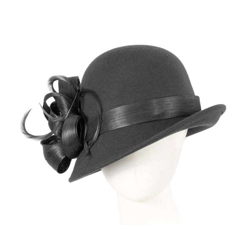 Exclusive black cloche winter hat by Fillies Collection