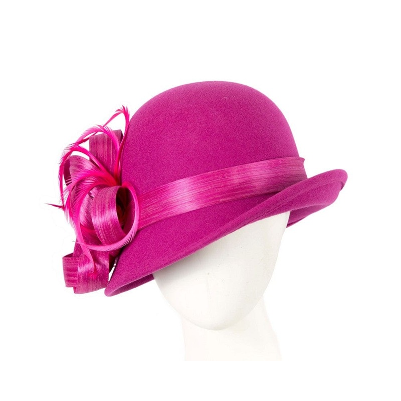 Exclusive fuchsia cloche winter hat by Fillies Collection