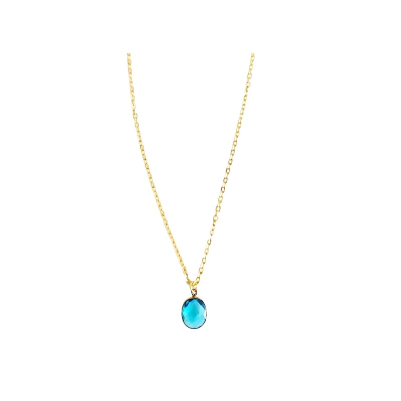 Faceted Blue Quartz Necklace on 16″ Gold Plated Chain | MINU