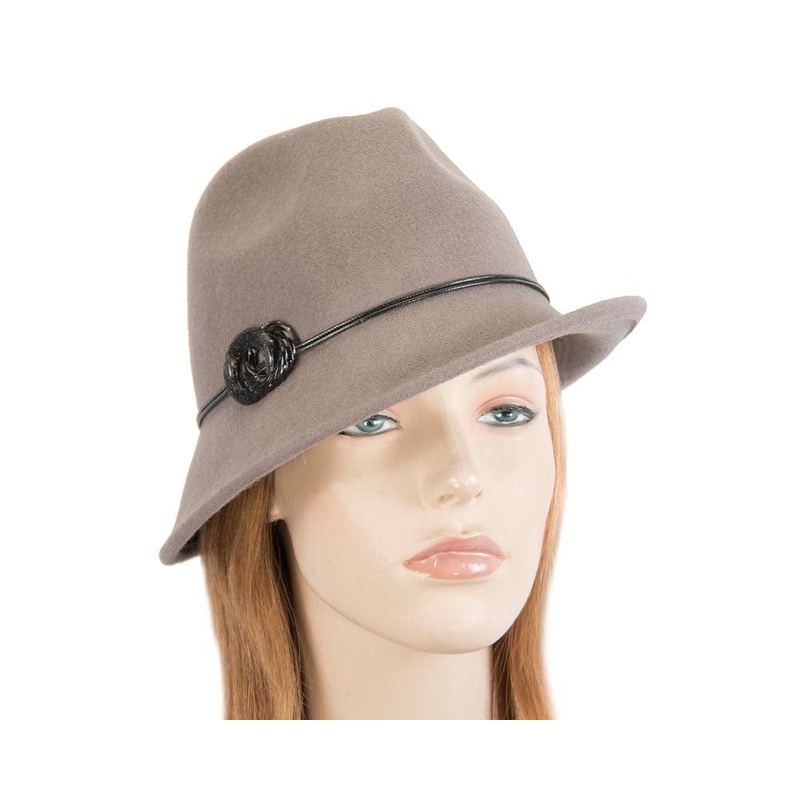 Grey ladies fashion felt trilby hat by Max Alexander