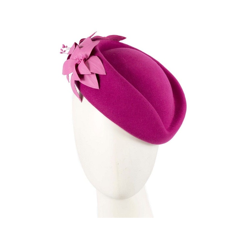 Large Fuchsia felt beret hat by Fillies Collection