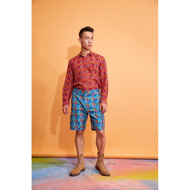 Lavanya Coodly Men’s Atlantic Blue Linen Tobias Shorts