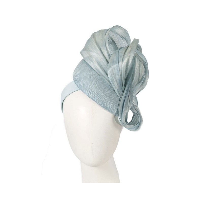 Light Blue pillbox fascinator with silk abaca bow by Fillies Collection