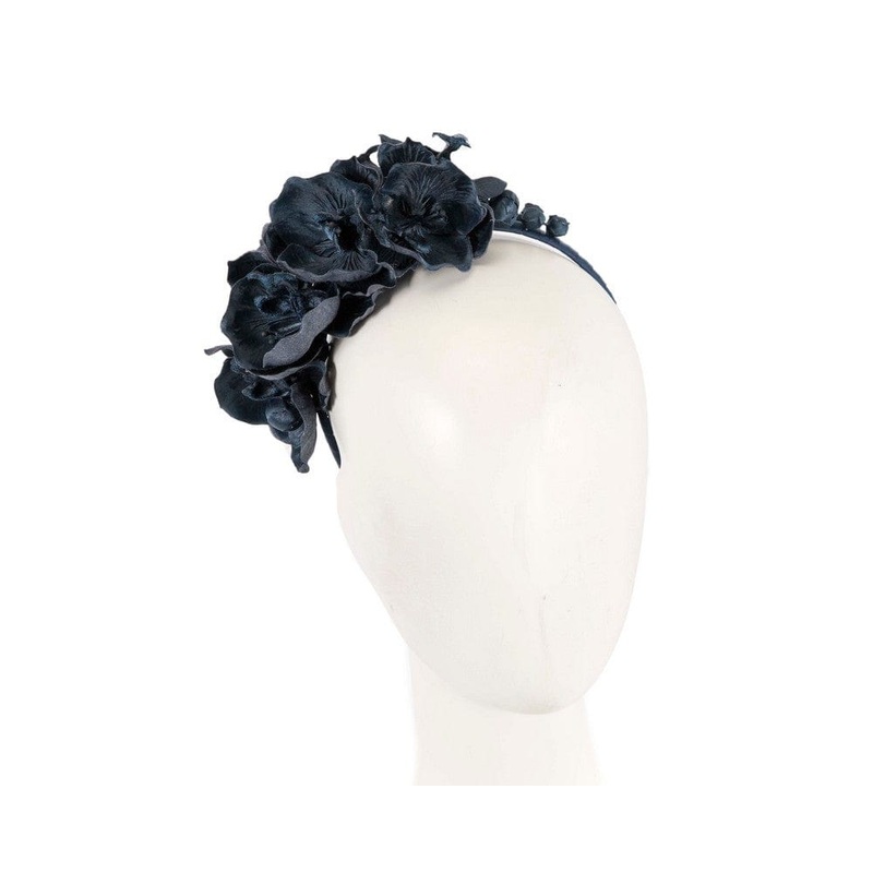 Navy orchid flower headband fascinator