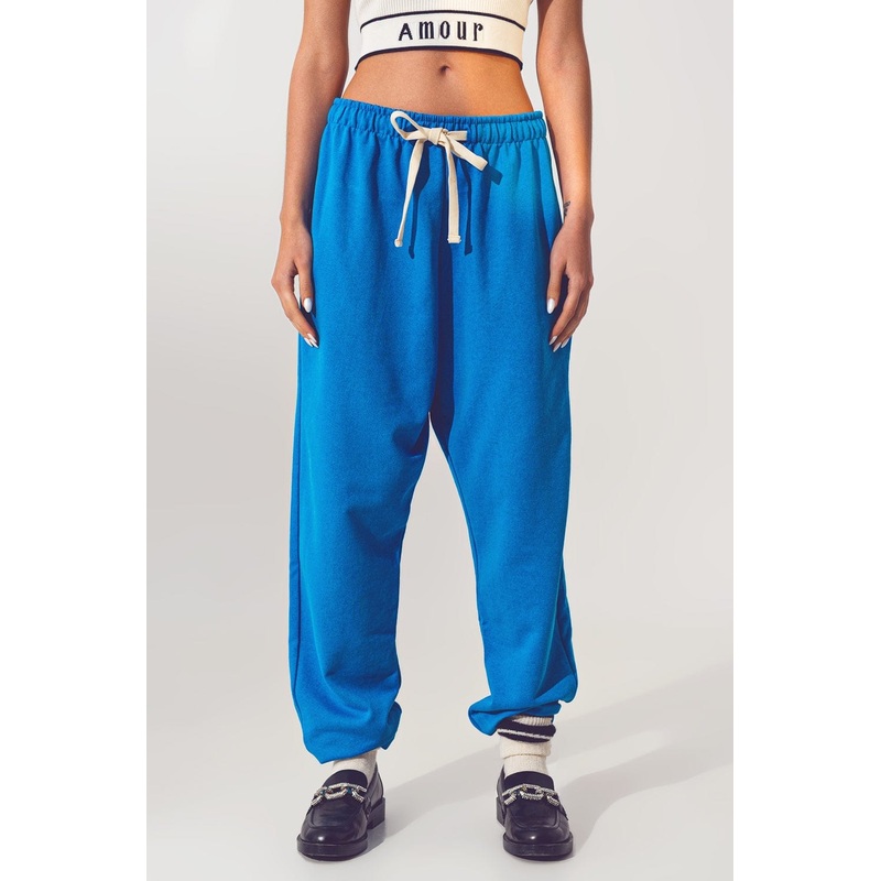 Oversized Jogger With Tie Waist In Blue