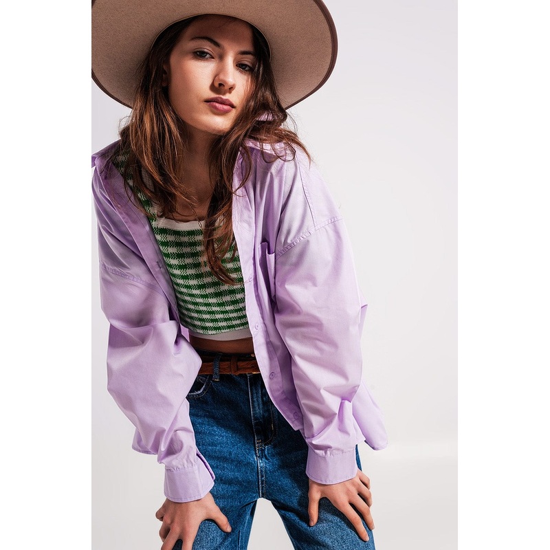 Relaxed Poplin Shirt In Lilac