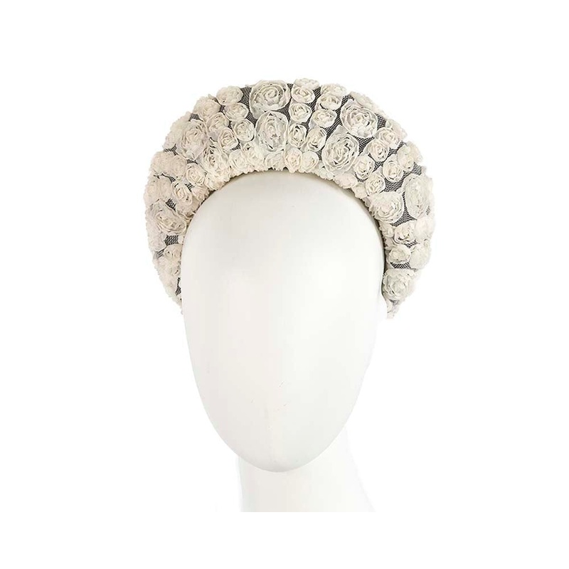 Bespoke cream headband racing fascinator by Cupids Millinery