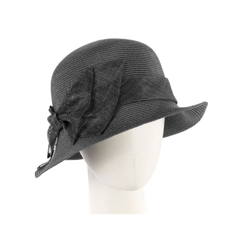 Black cloche hat with bow by Max Alexander