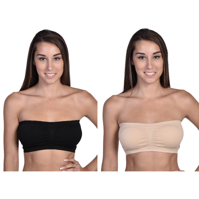 Body Beautiful Shapewear 2-Pack Bandeaus – Black and Nude