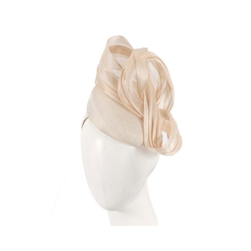 Cream pillbox fascinator with silk abaca bow by Fillies Collection