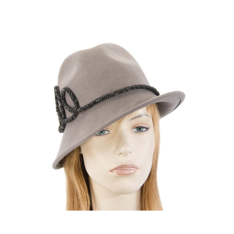Designers grey felt ladies fedora hat