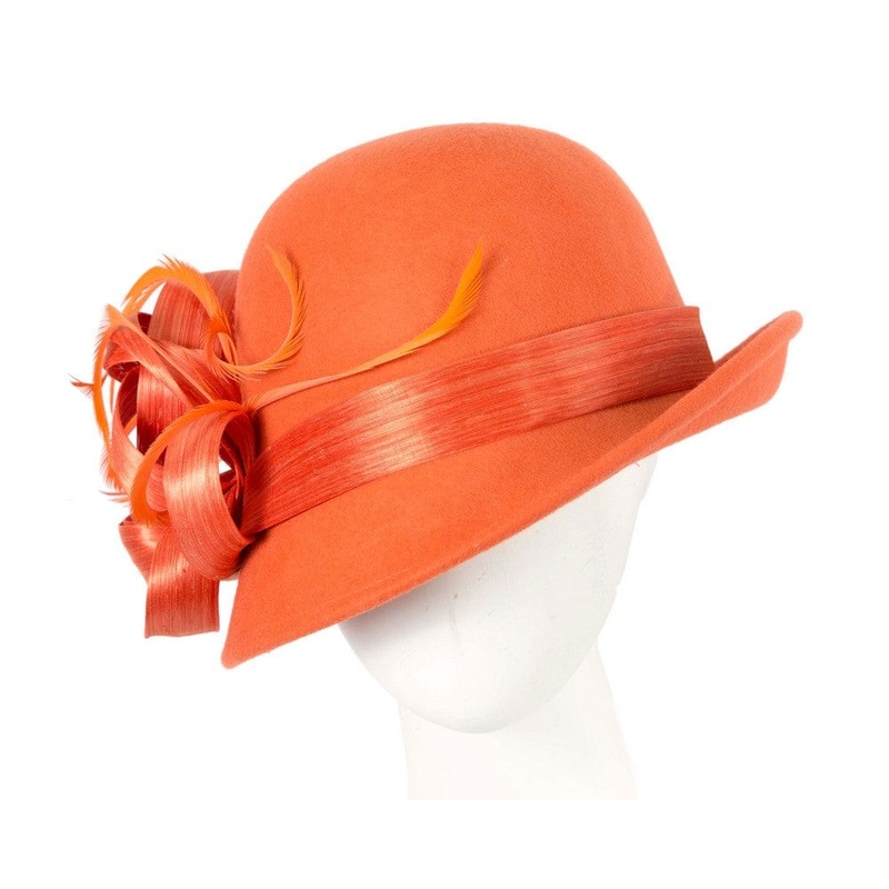 Exclusive orange cloche winter hat by Fillies Collection