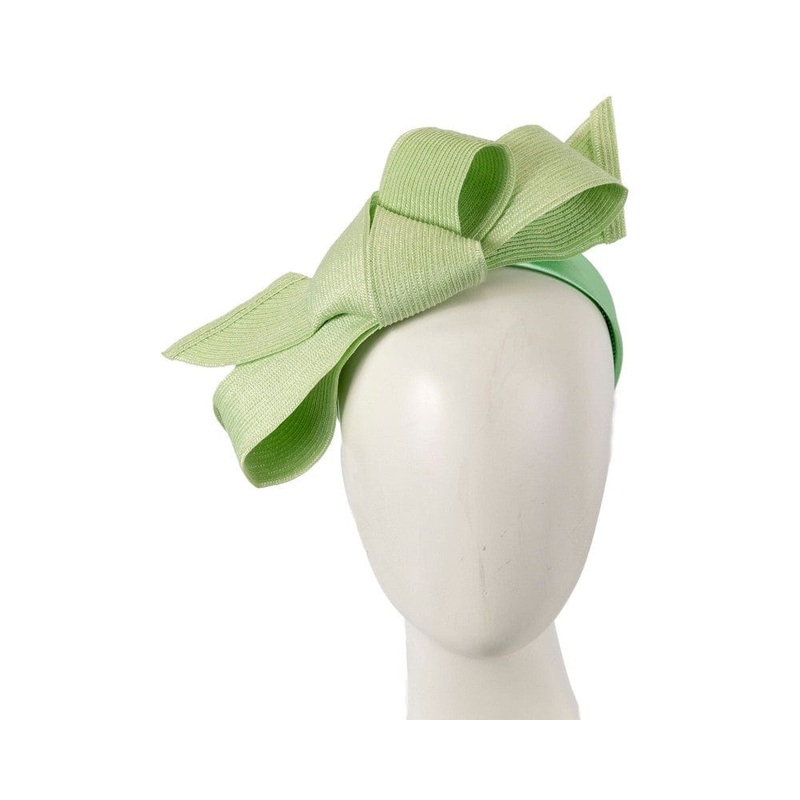 Large lime bow racing fascinator by Max Alexander