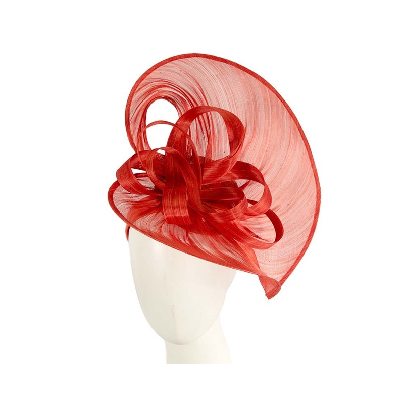 Large orange silk abaca heart fascinator