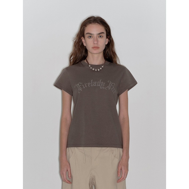 “May Time” Luxury Brand Same Version 3D Long-Staple Cotton Slightly Waist Rivet T-Shirt