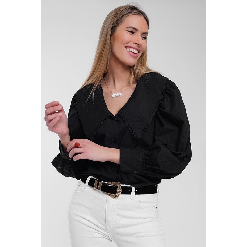 Oversized Collared Shirt In Black