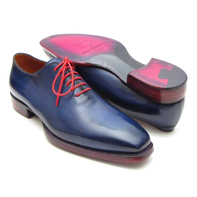 Paul Parkman Goodyear Welted Wholecut Oxfords Navy Blue Hand-Painted (ID#044CR)