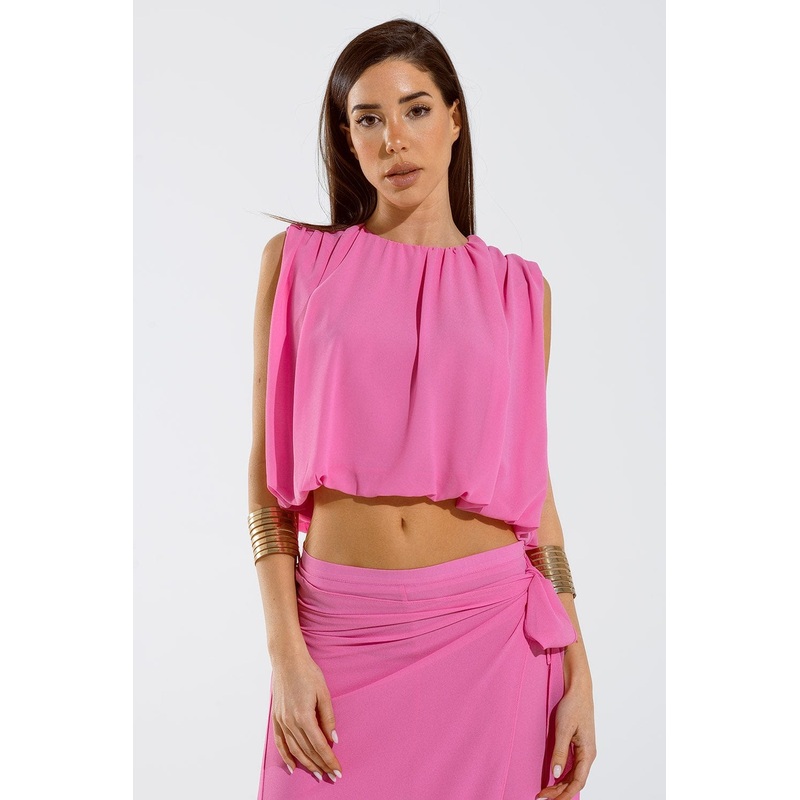 Pink Top With Ruche Design