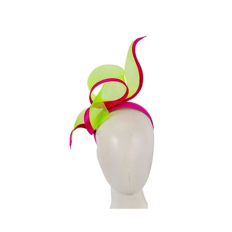 Sculptured lime & fuchsia racing fascinator by Fillies Collection