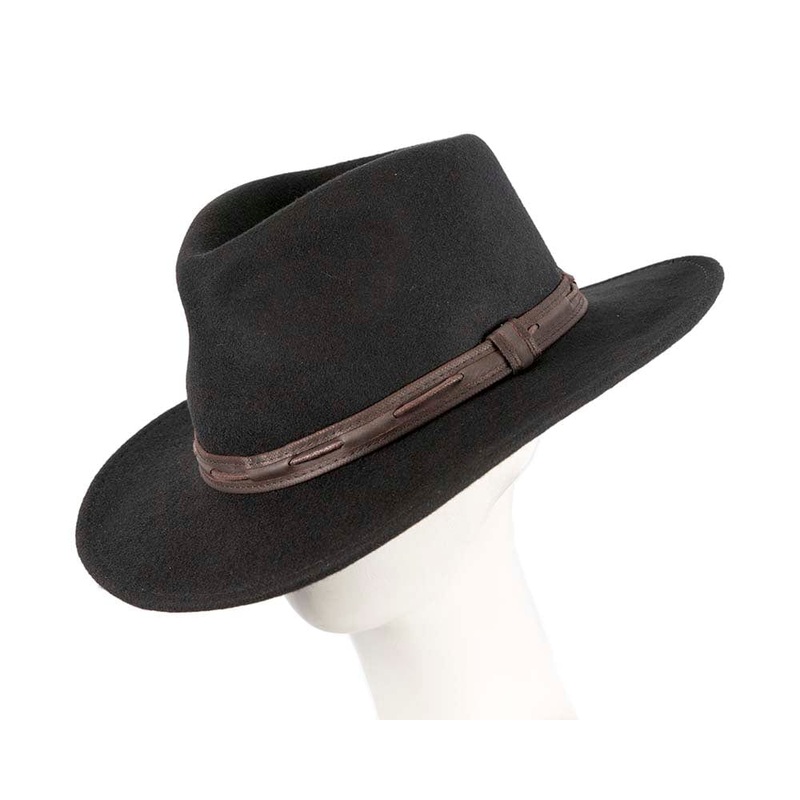Unisex Black Fedora Felt Wide Brim Hat