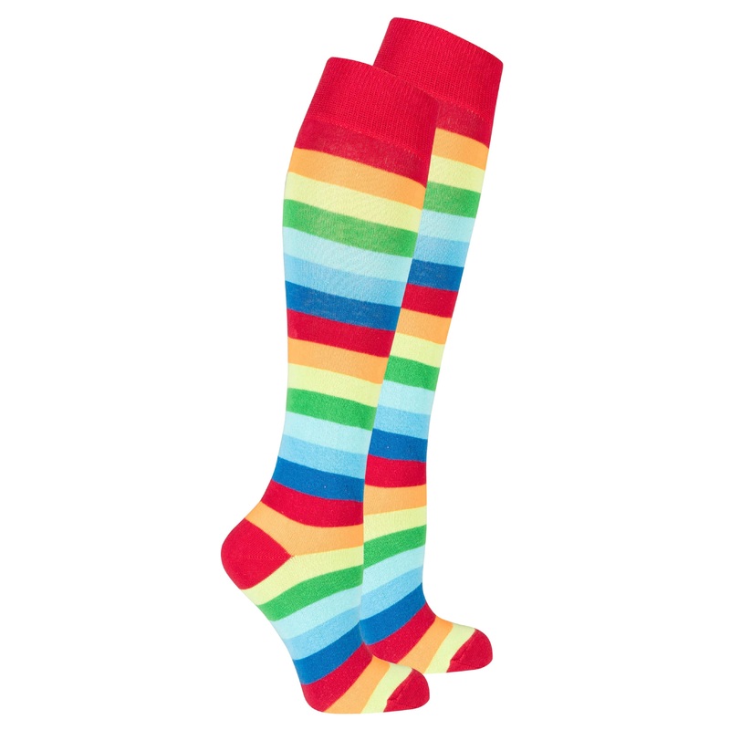 Women’s Red Rainbow Stripe Knee High Socks
