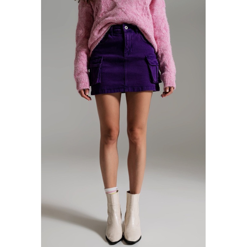 Cargo Mini Skirt In Purple