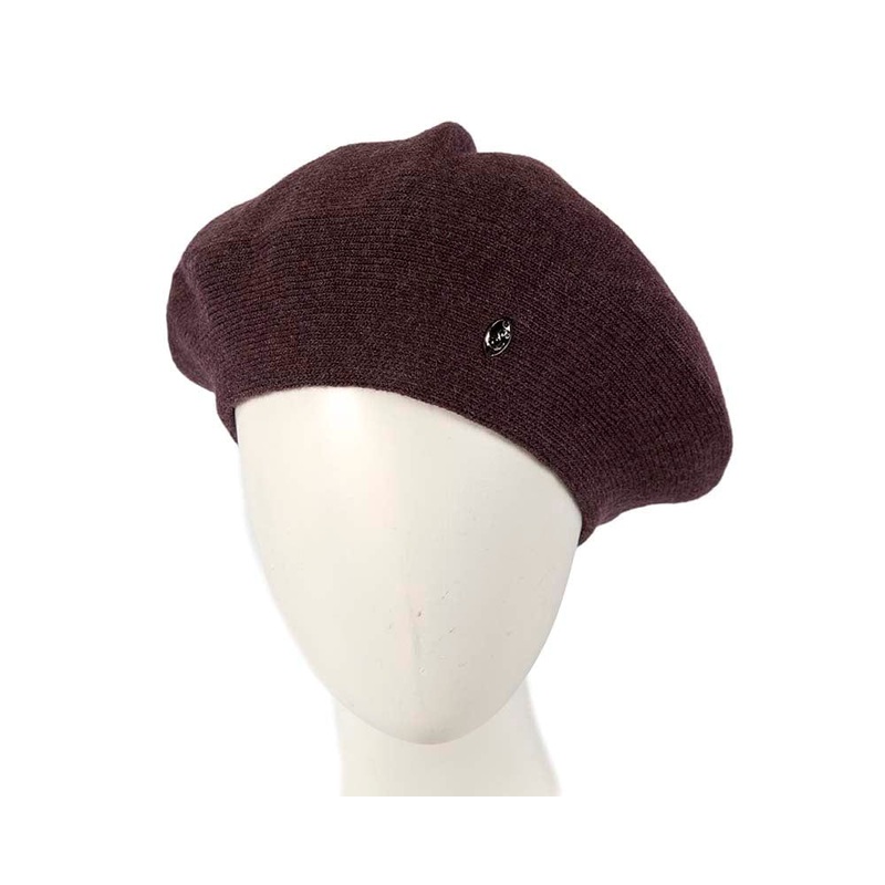 Classic woven burgundy wine beret by Max Alexander