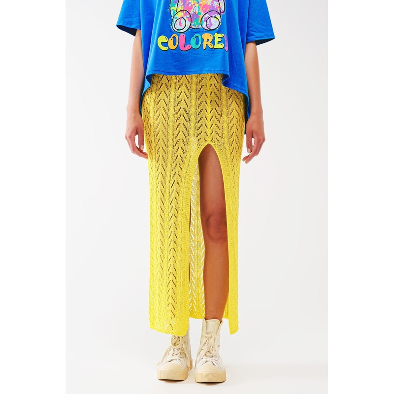 Crochet Maxi Skirt In Yellow