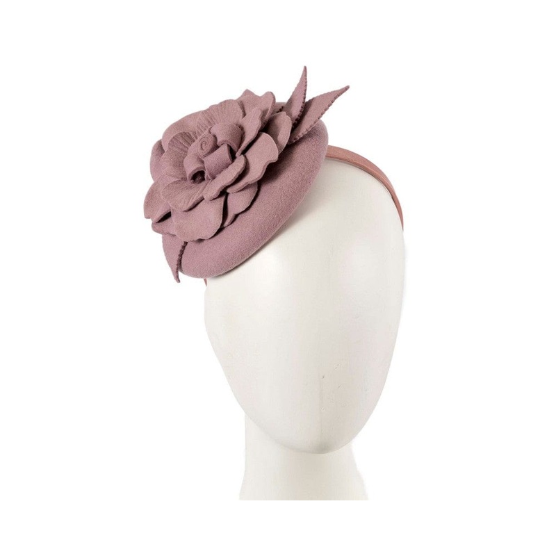 Dusty pink winter pillbox fascinator by Max Alexander