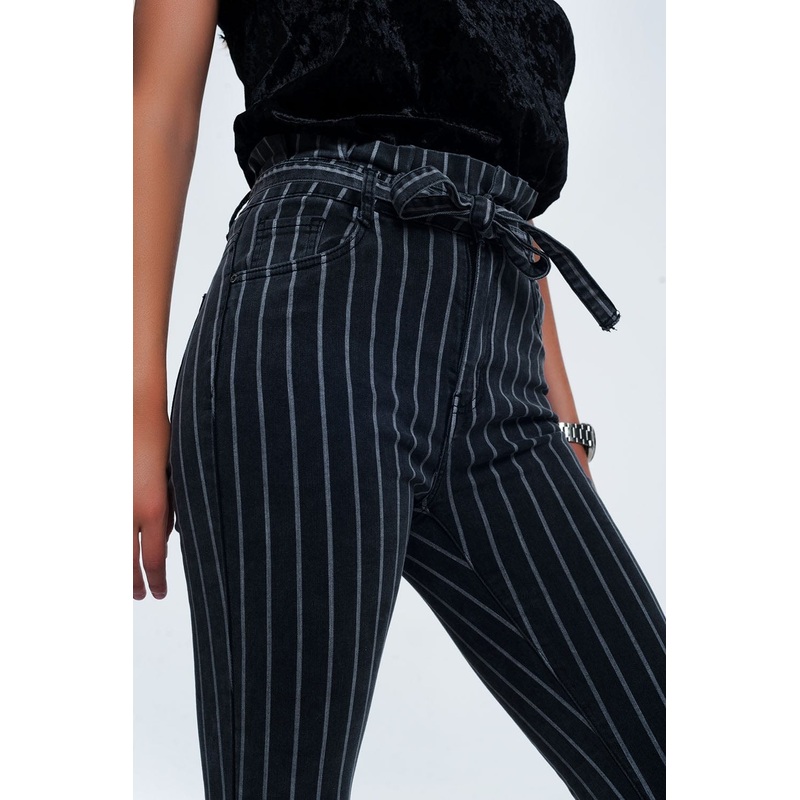 Grey Skinny Jeans With Stripes