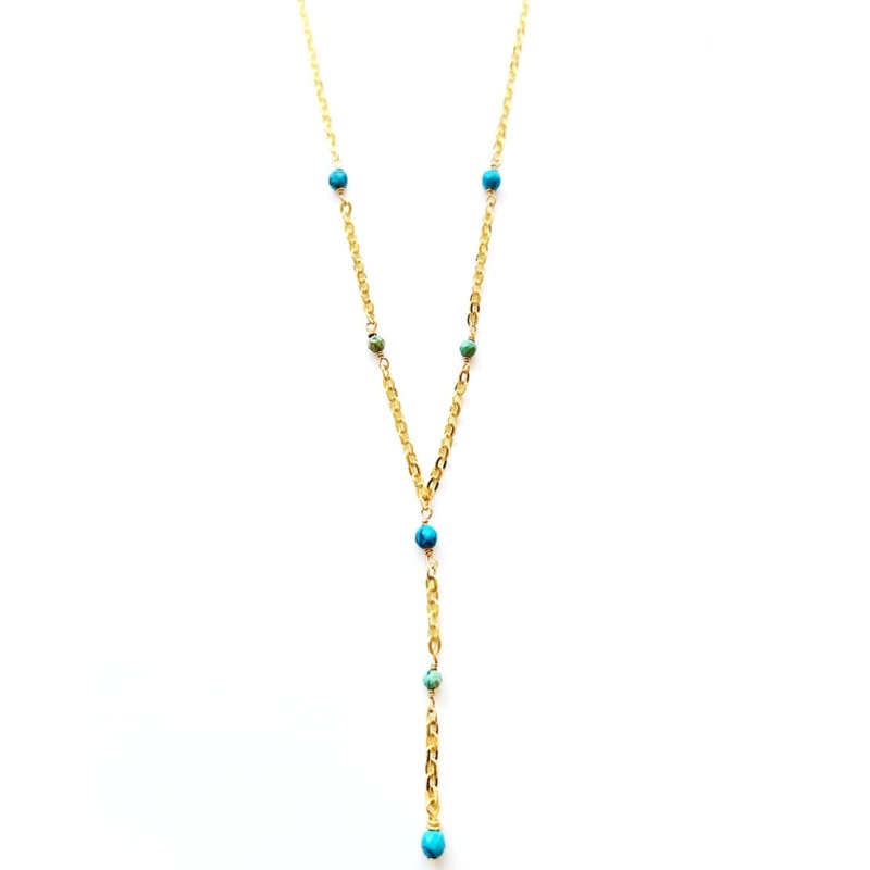 Kala 22″ Turquoise Necklace with Gold Plated Accents | MINU