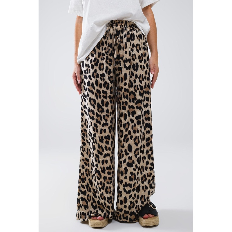 Leopard Print Pants With Drawstring And Pockets