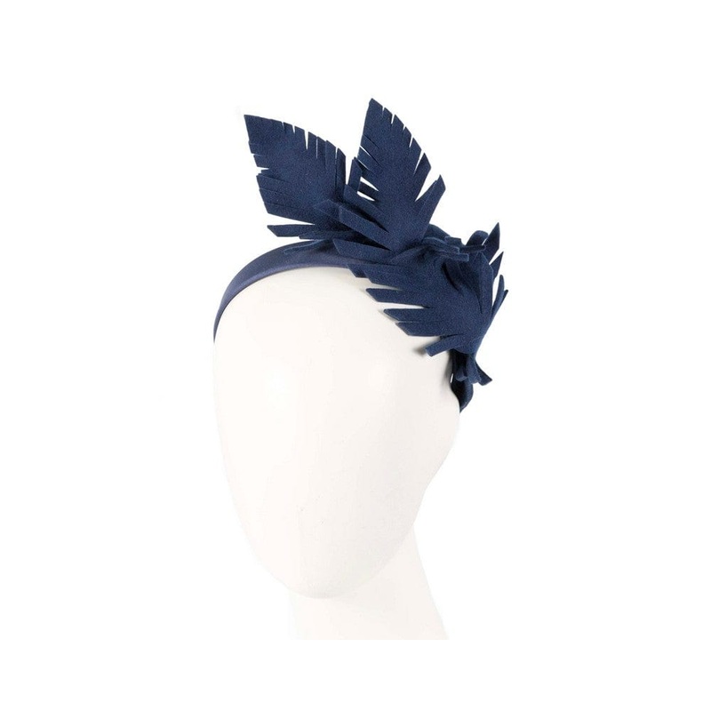Navy felt leafs winter racing fascinator by Max Alexander
