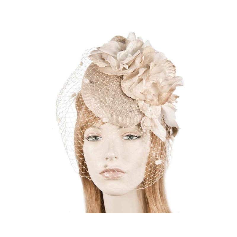 Nude pillbox with flower & veil by Fillies Collection