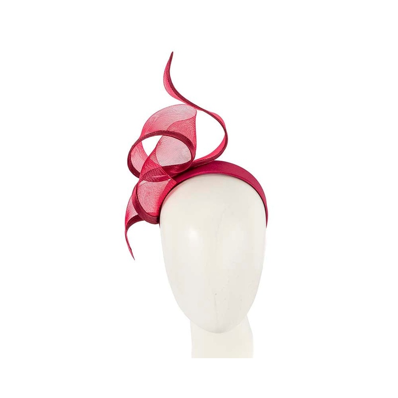 Sculptured burgundy racing fascinator by Fillies Collection