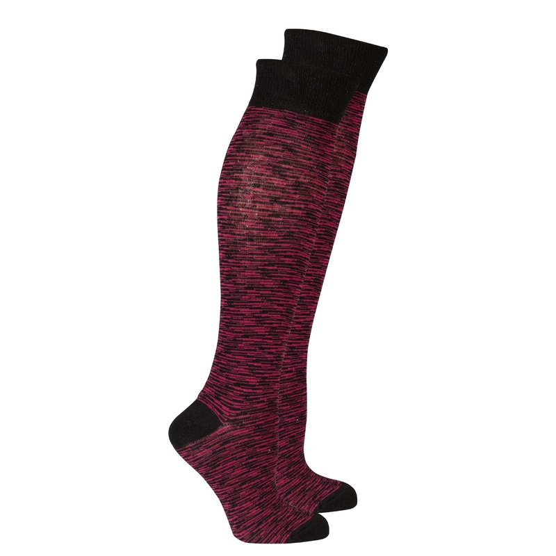 Women’s Wine Grizzled Stripe Knee High Socks