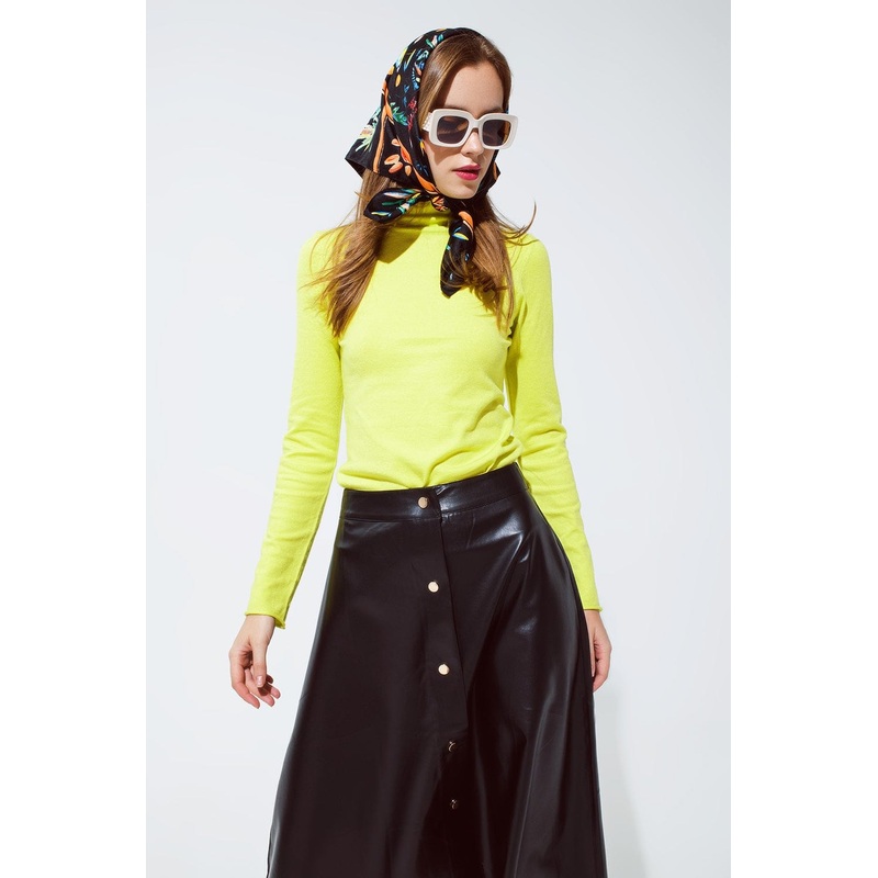 Basic Lime Green Fine Knit Bodycon Sweater