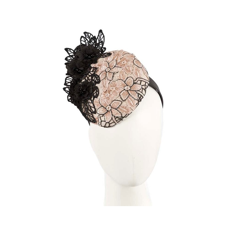 Bespoke lace pillbox fascinator by Cupids Millinery Melbourne
