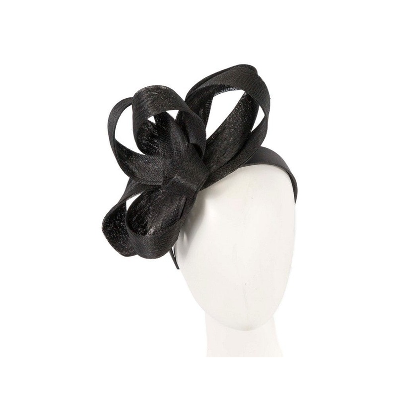 Black abaca loops racing fascinator by Fillies Collection