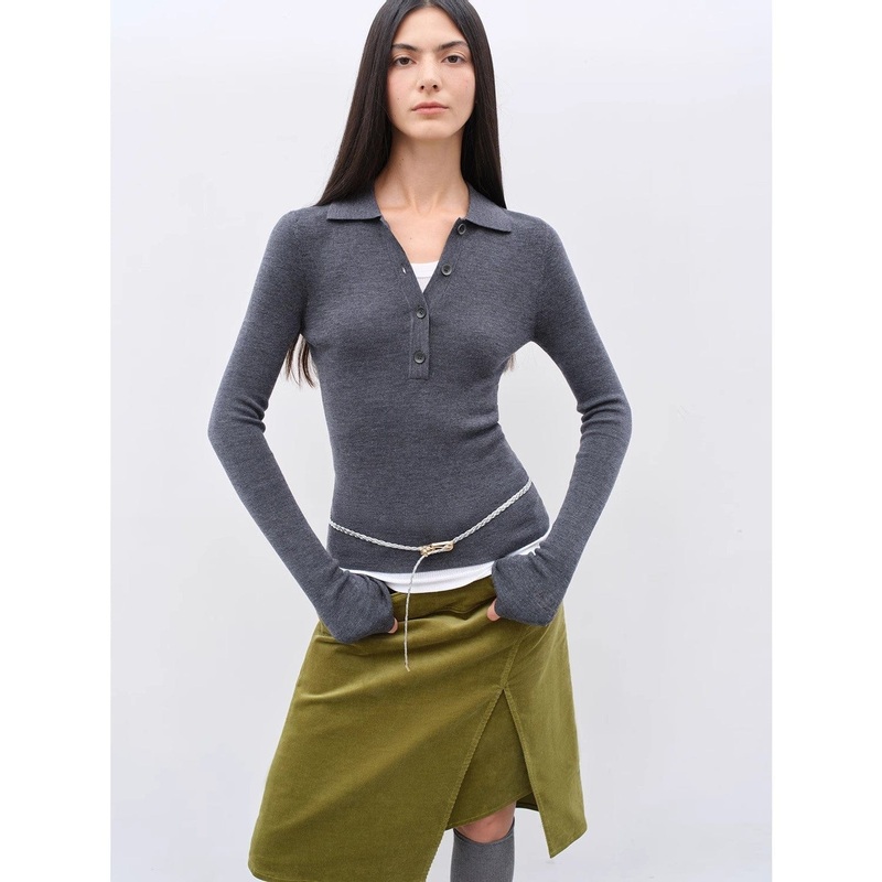 “Effortless Knit”Imported Yangtze 2S 30-Count Merino Wool Polo Neck Sweater