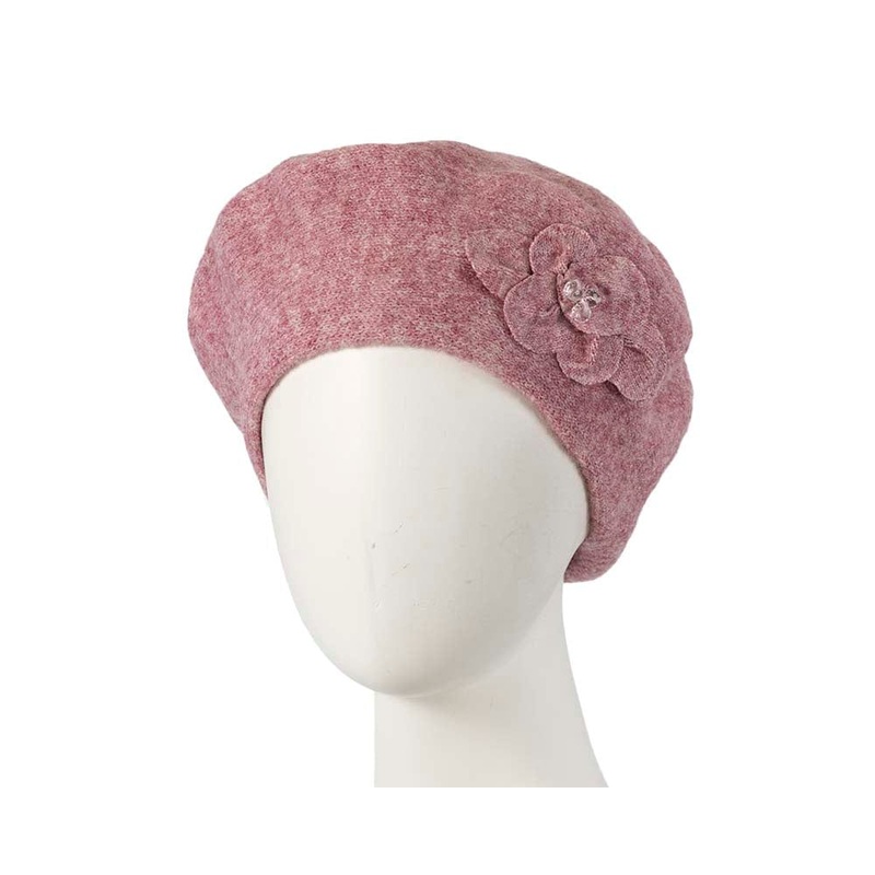 European made woven dusty pink beret