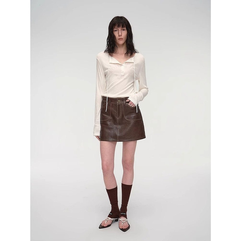“Houston Street” New Zealand Imported Sheepskin Vintage A-Line Short Skirt