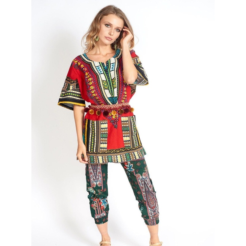 M.USE Boho Yoga Hippie Green Print Pants